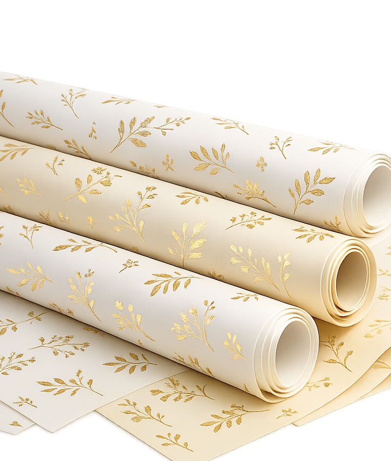 Tissue paper packaging with gold foil logo custom